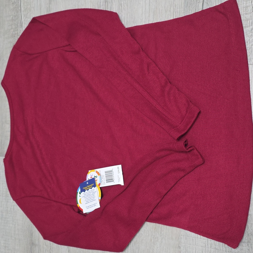 NWT Kids Sleep On It Burgundy Long Sleeve Sleep Shirt- Size Large (14/16) - Picture 4 of 4
